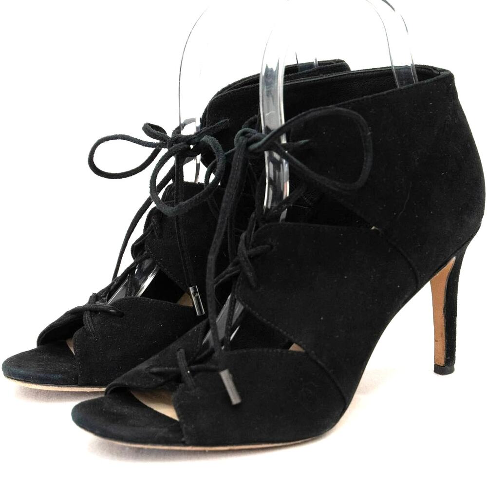 Via Spiga Black Suede Vibe Lace-Up Stiletto Heels Size 6.5
